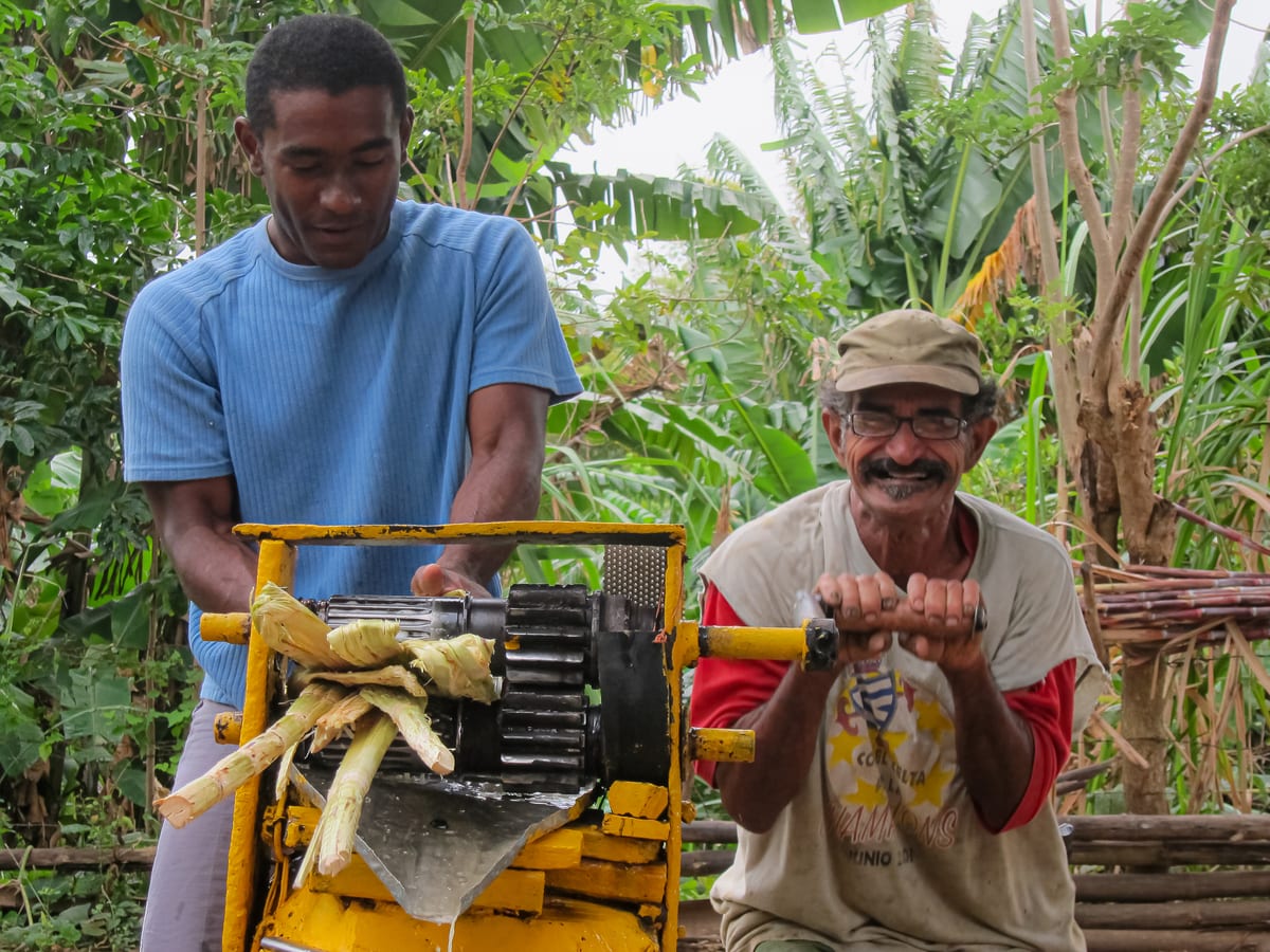 Making sugar cane juice in Trinidad