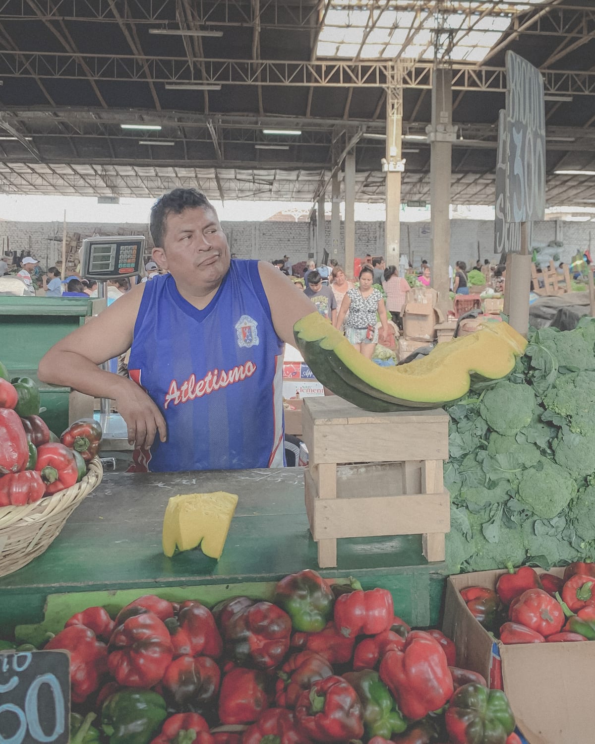 Selling his pumkins in Trujilo market